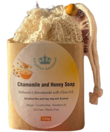 Handmade Chamomile Honey and Olive Soap with a FREE Exfoliating Soap Bag - Buy Online on GoSupps.com