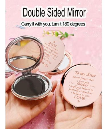 Personalized Double-Sided Compact Makeup Mirror - Rose Gold Sister & Friend Gift - Buy Online on GoSupps.com