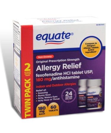 Equate - Allergy Relief - Fexofenadine 180 mg 60 Tablets (Compare to Allegra Allergy)