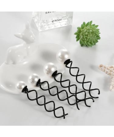 3 Pairs Lovely Artificial Pearl Spiral Hair Pins for Women - DIY Bun Hair Style - Buy Online on GoSupps.com