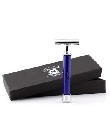 Haryali London Men's Double Edge Safety Razor with Blue Handle Beard and Moustache
