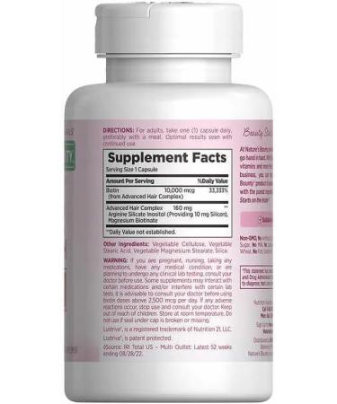 Nature's Bounty Hair Growth Supplement 1 Per Day Clinically Shown to Support Thicker Fuller Hair with Biotin Silicon & Arginine 90 Capsules - Buy Online on GoSupps.com