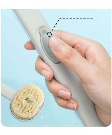 2 Pack Long Handled Shower Brush with Soap Dispenser - Exfoliating Body Scrubber for Shower with Soft Bristles (Grey Pink) - Buy Online on GoSupps.com