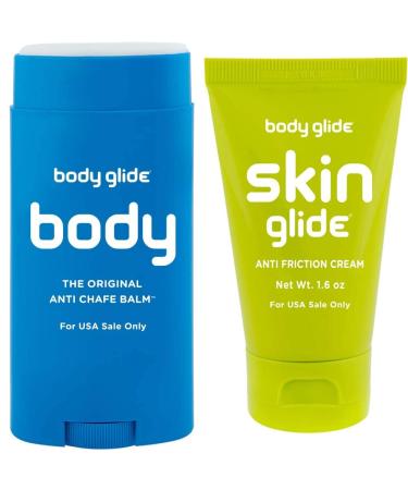 body glide Original Anti-Chafe Balm 2.5oz & Skin Glide Anti Friction Anti Chafing Cream helps prevent rubbing leading to chafing blisters & irritation