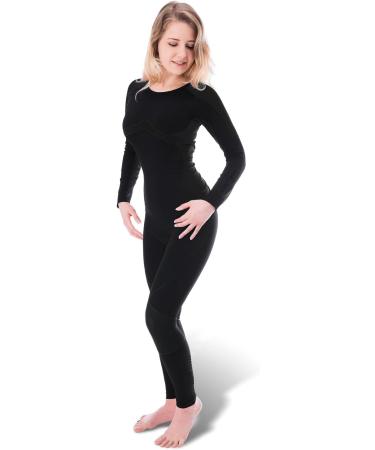 Black Snake Women's Thermal Underwear | Seamless Long Underpants & Long-Sleeved Undershirt - Black - Buy Online on GoSupps.com