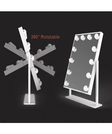 QYzblbang LED Vanity Mirror with Lights - Hollywood Lighted Makeup Mirror for Desk, Touch Control 3-Color Dimmable Smart Mirror, 12 Bulbs, 360 Rotation - Square - Buy Online on GoSupps.com