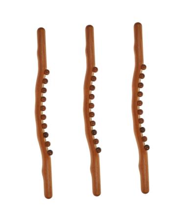 Lurrose 3st roll rod with ten pearl muscle sucks Manual Schabestab Tool Hand massager made of wood body massage roller Manual muscle roller carbonized wood fitness neck roll brownx3st 52x4x2cmx3pcs