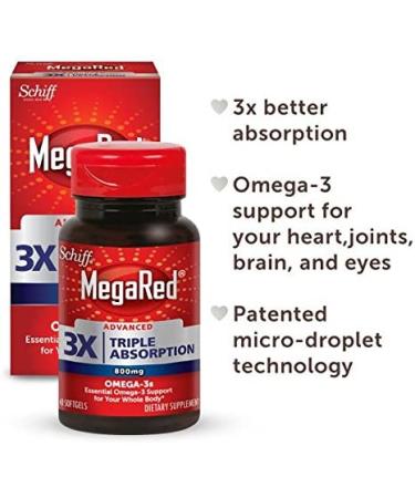Schiff MegaRed Advanced Omega-3s 800 mg - 40 Softgels for Heart & Joint Health - Buy Online on GoSupps.com