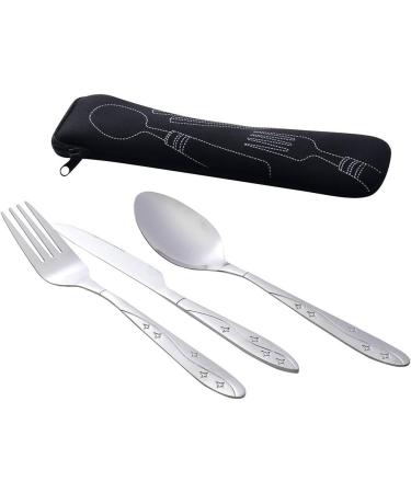 BCDlily Spoon Knife Fork Set 3 Pcs Stainless Steel Knifes Fork Spoon Home Flatware Travel Camping Cutlery Set (Black) - Buy Online on GoSupps.com