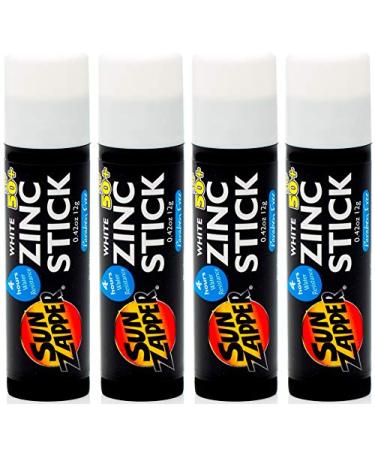 Sun Zapper Zinc Stick SPF 50+ Sunscreen (4 Pack) 0.42 oz stick - White