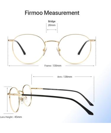 Firmoo Round Metal Blue Light Blocking Reading Glasses 2.5x for Men Women - Anti Glare Computer Glasses with Magnification and Light Tint - Gold Frame - Buy Online on GoSupps.com