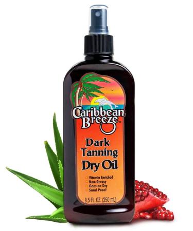 Caribbean Breeze Dark Tanning Oil Tanning Accelerator  Bronzing Dry Oil Spray Intensifier with Natural Botanical Extracts  Rich in Anti Oxidant  Non-Greasy  Safe for Outdoor Tanning  8.5 oz (250 ml)