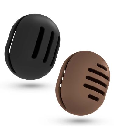Fauxomor make-up sponge storage-2 pieces breathable silicone beauty blender travel bag for all sizes of make-up sponge sustainable portable cosmetic tool black+coffee 1 piece (2-pack) C-black (3-line)+coffee (5-Line)