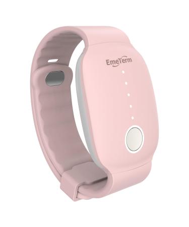 EmeTerm Fashion Relieve Nausea Electrode Stimulator Morning Sickness Motion Travel Sickness Vomit Relief Rechargeable No Gel Drug Free Wrist Bands Without Side Effects (Pink)