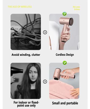 Cordless Hair Dryer Portable Rechargeable Wireless Battery Hairdryer for Women Men Kids Travel Camping Low-Heat Hair Care Blow Dryer C - Buy Online on GoSupps.com