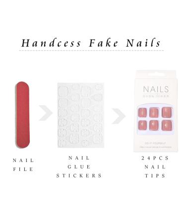 Handcess Shiny Pink Artificial Toenails - Short Square Full Cover Nail Tips for Women & Girls - International Shipping Available - Buy Online on GoSupps.com