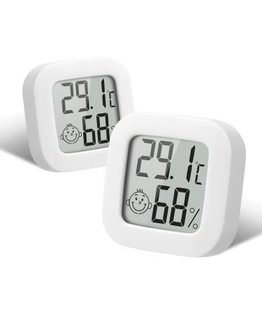 Flintronic mini LCD thermometer 2 pieces of digital thermometer inside hygrometer inside thermometer hygrometer wireless humidity meter for baby room living room office greenhouse (white) #2 white mini 2 pieces