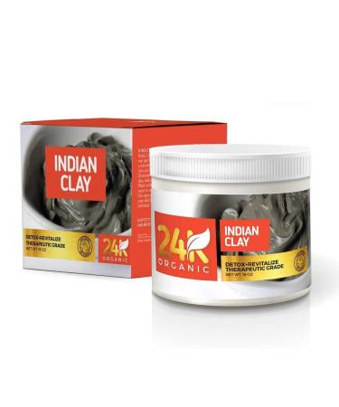 24k Organic Indian Healing Clay Deep Pore Facial Mask - Skin Cleansing Treatment - Buy Online on GoSupps.com
