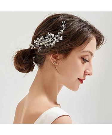 Wedding Hair Accessories Fanvoes Hair Pieces Comb for Brides Bridal-Silver Vintage Headpiece Clip Barrette Jewelry w/Handmade Flower Ivory Pearl Leaf Rhinestone Crystal for Women Girls Bridesmaid - Buy Online on GoSupps.com