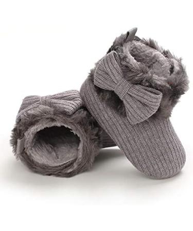 Baby Winter Warm Fleece Bootie - Non-Slip Soft Sole Shoes for Boys and Girls 12-18 Months - Grey - Buy Online on GoSupps.com