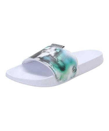 PUMA Unisex Mapf1 Graphic Leadcat FTR Slide Sandals 44.5 EU Puma White Spectra Green