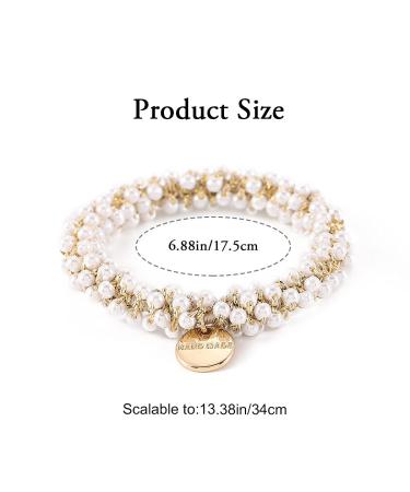 Brinie White Crystal Hair Ties - 3 Pack Elastic Scrunchies with Pearls for Women & Girls - Buy Online on GoSupps.com