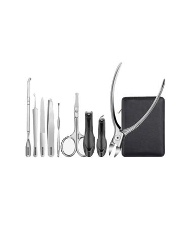 Nail Clippers Set 9 Pieces Nail Scissors Set Professional Pedicure Nail Set Stainless Steel Beauty Care Tools Beauty Set with PU Leather Set (Color : A)
