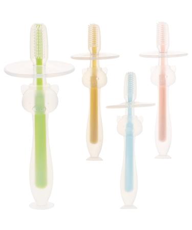 Frcolor 4 pieces baby toothbrush baby mund cleaner for newborn toothbrush with soft hair Character-toothbrush baby toothbrush silicone travel detergent pebble gel pet