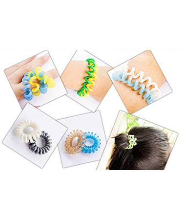 Miya Set of 10 Elastic Telephone Cable Hair Ties | Mini Plastic Spiral Hair Accessories & Bracelets - International Shipping Available - Buy Online on GoSupps.com