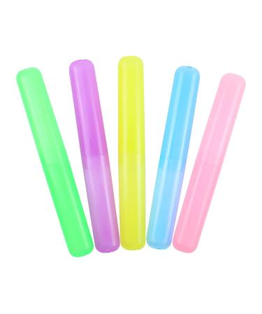 Toothbrushes case toothbrush shell 5PCs portable toothbrush container environmentally friendly transparent candy -colored toothbrushes cover case for trips in the free camping family school business trip