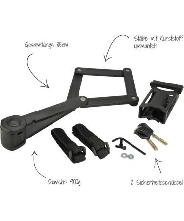 FISCHER Folding Lock with Bracket & 2 Security Keys - 85 cm Black | Secure Your Bike Worldwide - Buy Online on GoSupps.com