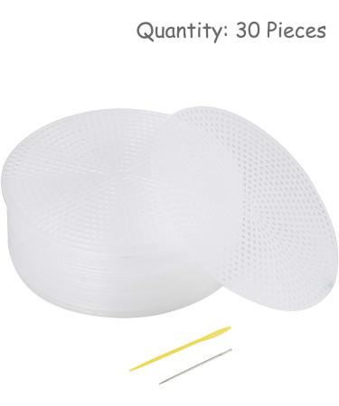 Pllieay 30 Pieces 7 Count Circle Plastic Mesh Canvas Sheets for Embroidery with Sewing Needles - Ideal for Acrylic Yarn Crafting and Knit Projects (4.5 inch/11.5cm) - Buy Online on GoSupps.com
