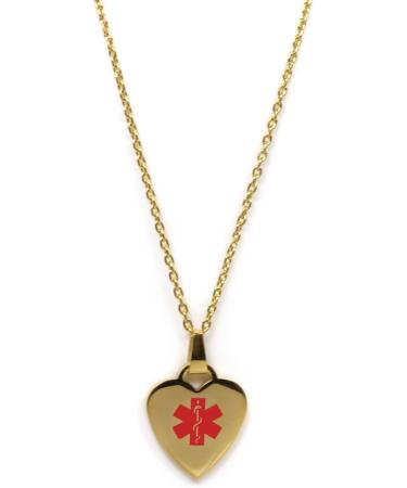 Custom Engraved Gold Medical Necklace - 316L Stainless Steel 24in Chain - International Shipping Available - Buy Online on GoSupps.com