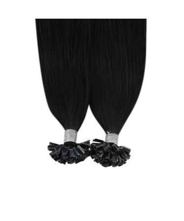Moresoo Black Keratin Bondings Extensions - Real Hair U-Tip Extensions 40cm #1 - Invisible Remy Pre-Bonded 50g - Buy Online on GoSupps.com