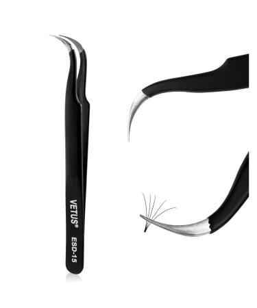 BEYELIAN Eyelash Extension Tweezers Curved Tip Volume Lash Tweezers Professional Lash Extension Tweezers ESD-15 1 Count (Pack of 1) Esd15