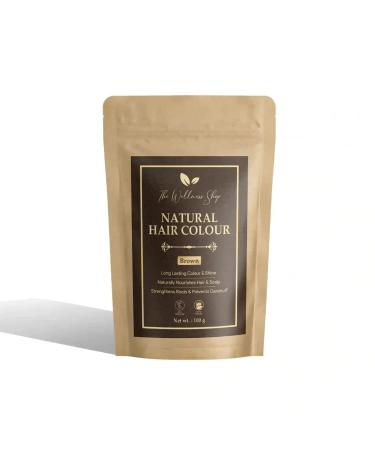 The Wellness Shop - Natural Brown Hair Color | Ammonia Free Henna Based Premium Quality | Strengthens Roots & Prevents Dandruff | Natural Long-lasting Hair Color Healthy Shine -100g / 0.22lb