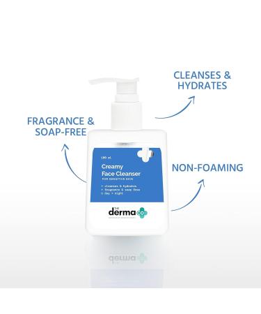 Derma Co Creamy Cleanser for Sensitive Skin - Hydrating Non-Foaming Facial Cleanser 100ml - Moisturizes & Cleanses | International Shipping Available - Buy Online on GoSupps.com
