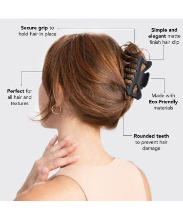 Kitsch Recycled Plastic Jumbo Claw Clips - Large Hair Clips for Women | Thick Hair Jaw Clips in Tortoise & Black (2pc Set) - Buy Online on GoSupps.com