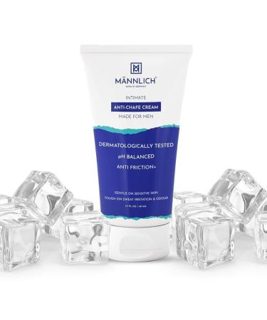 Mannlich Intimate Anti-Chafing Cream for Men 50ml | Ball Deodorant Quick Drying Anti-Itch Serum | Non-Greasy Protects from Sweat Odor & Irritation | Helps Lighten Dark Patches