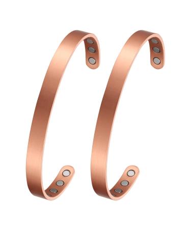 Stomachergy 2 pieces copper magnet hardship for women and men 99.9 % pure copper adjustable bracelets with jewelry box copper 2