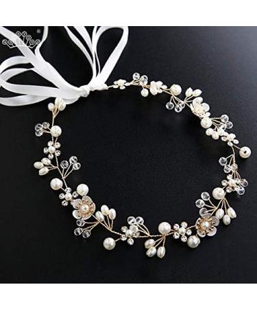 Crystal Pearl Bridal Headband | Bohemian Leaf Hair Vine | Wedding Hair Accessories - Buy Online on GoSupps.com