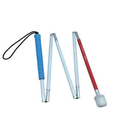 Aluminum mobility folding cane for the blind (folds down 5 sections) (115 cm (45.3 inch) Blue Handle) 115 cm (45.3 inch) Blue Handle