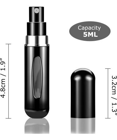 Fivexing 2Pcs Refillable Perfume Atomizer Bottles - Portable Mini Spray Dispensers for Travel - 5ml/0.2oz (Black) - Buy Online on GoSupps.com