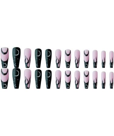 Press on Nails Extra Long Matte Fake Nails night sky stars and moon Press on Nails Designs Acrylic Nails Press on Artificial Nails Stick on Nails For Women Girls 24Pcs - Buy Online on GoSupps.com