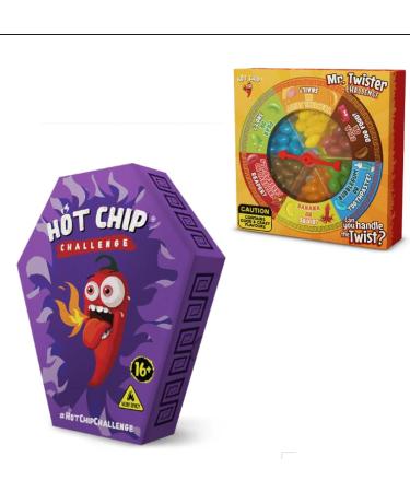 HOT CHIP Hot-Chip Challenge crisps 2.5g purple edition and Mr Twister Jelly Beans 120g