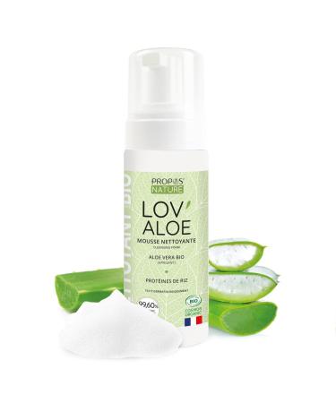 Lov'Aloe Organic Cleansing Foam - Aloe Vera, Glycerin, Rice Proteins - 99.6% natural ingredients - Made in France - 150ml - Propos'Nature