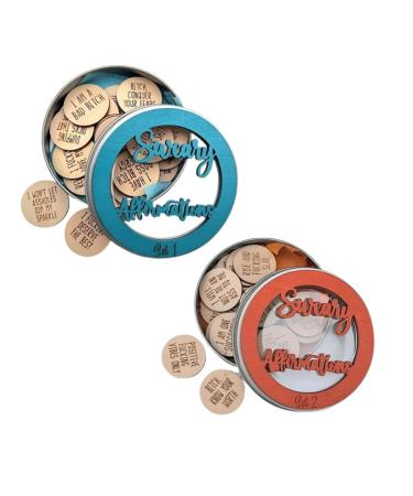 Sweary affirmation & Inspirational Quotes Inappropriate Mini Sweary Affirmation Discs 22Pcs Sweary Affirmation Discs Daily Positive Inspirational Affirmations Cards (BULE+ORANGE)