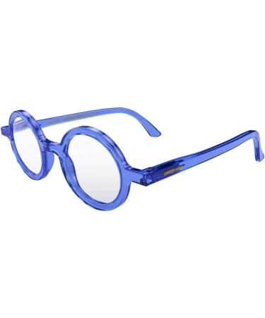 LONDON MOLE Transparent Blue Reading Glasses 2.0x | Round Cool Readers with Spring Hinges | Stylish Unisex Eyewear - Buy Online on GoSupps.com