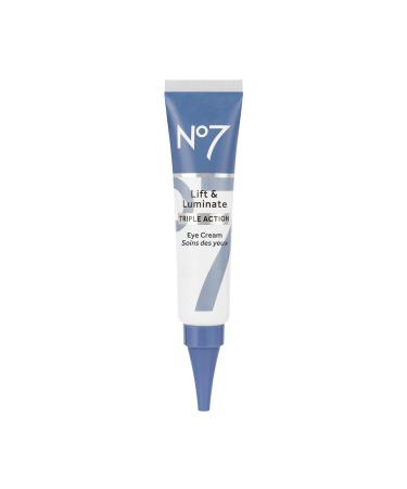 No7 Lift & Luminate Triple Action Eye Cream - Under Eye Cream for Dark Circles and Puffiness - Shea Butter & Hyaluronic Acid Hydrating Eye Cream + Antioxidant & Brightening Ginseng Extract (15ml) 0.5 Fl Oz (Pack of 1)