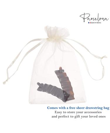 Parcelona French Crinkled Shell Brown and Black Celluloid Acetate 2-Piece Hair Clip Barrettes Set - Strong Hold and Non Slip Grip for Women - Buy Online on GoSupps.com